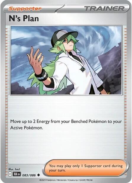 N's Plan Trainer Supporter Non-Holo 083/086 Pokemon SV Black Bolt Near Mint