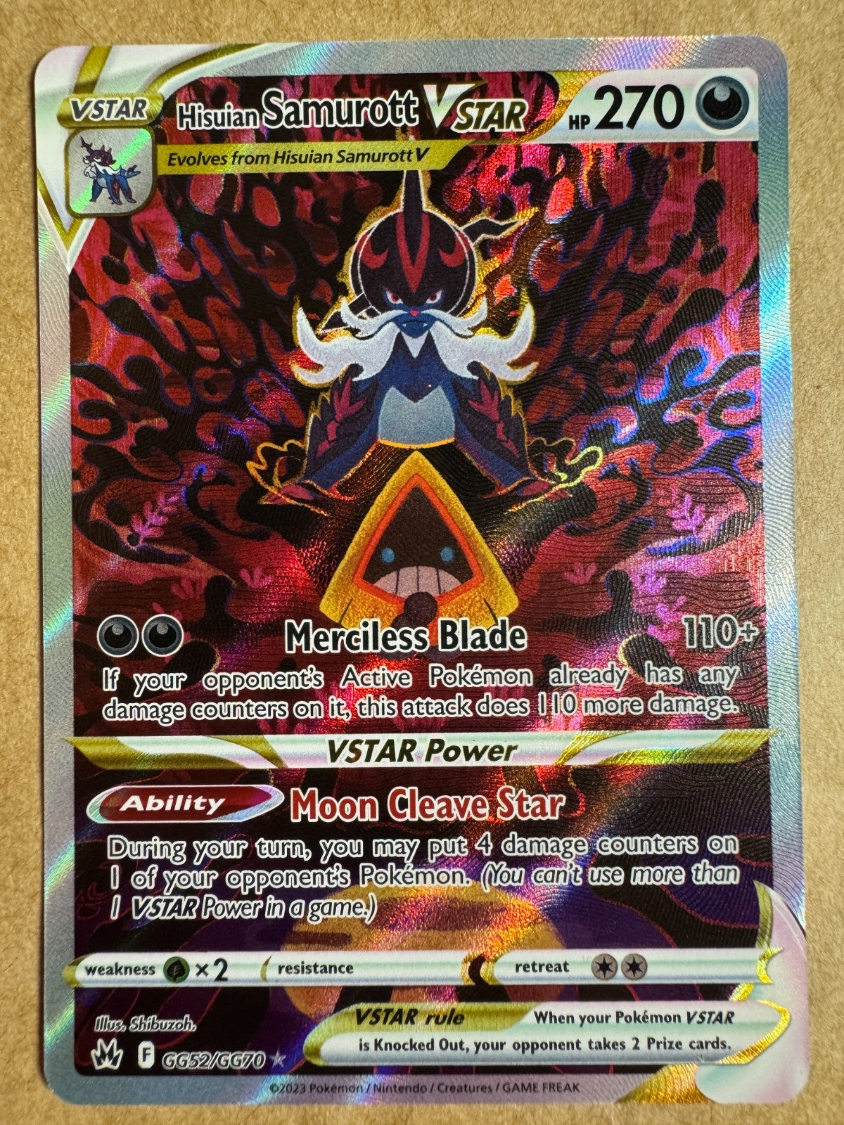 Hisuian Samurott Full Art VSTAR GG52/GG70 Pokemon Crown Zenith Near Mint