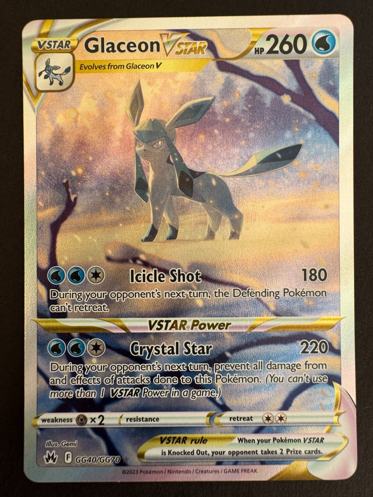 Glaceon Full Art VSTAR GG40/GG70 Pokemon Sword & Shield Crown Zenith Near Mint