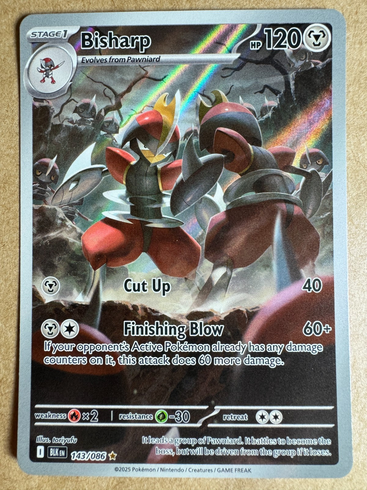 Bisharp 143/086 Illustration Rare Pokemon Scarlet & Violet Black Bolt Near Mint