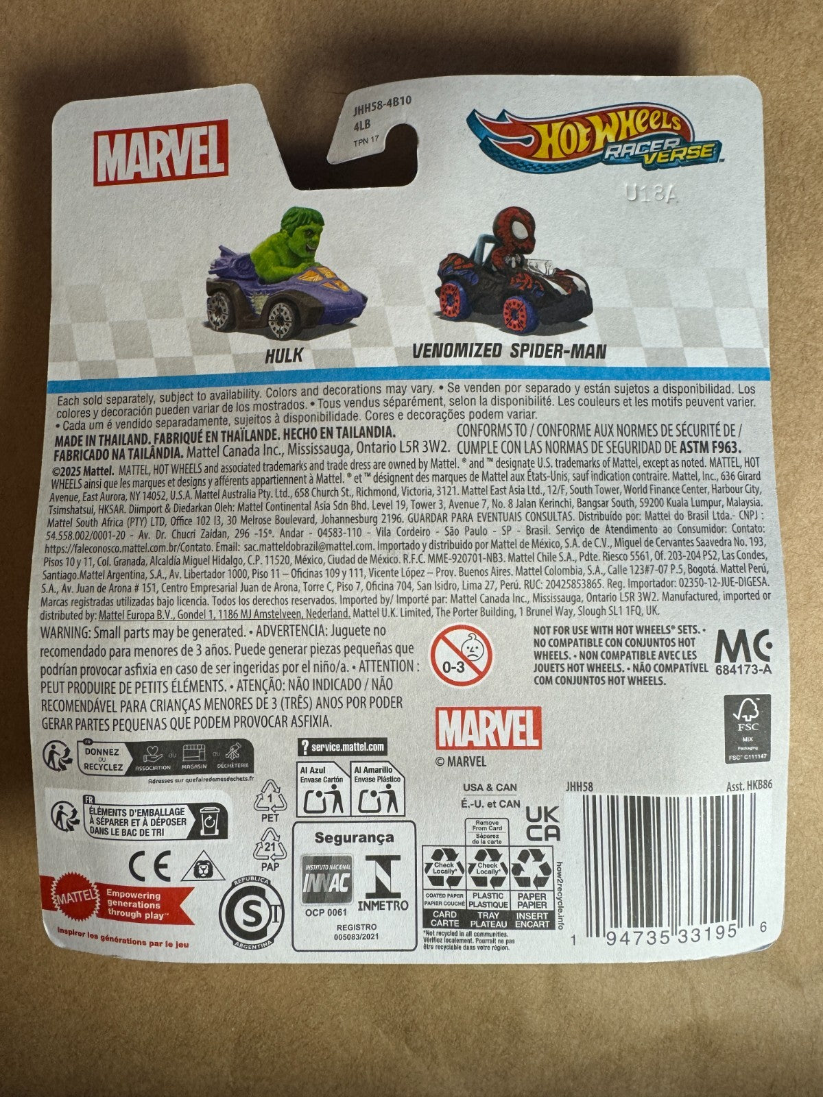 Venomized Spider-Man Marvel - Racer Verse - Hot Wheels - Mattel NEW