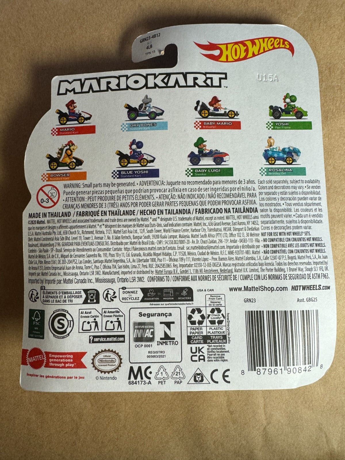 Blue Yoshi Standard Kart - Mario Kart - Hot Wheels - Mattel NEW