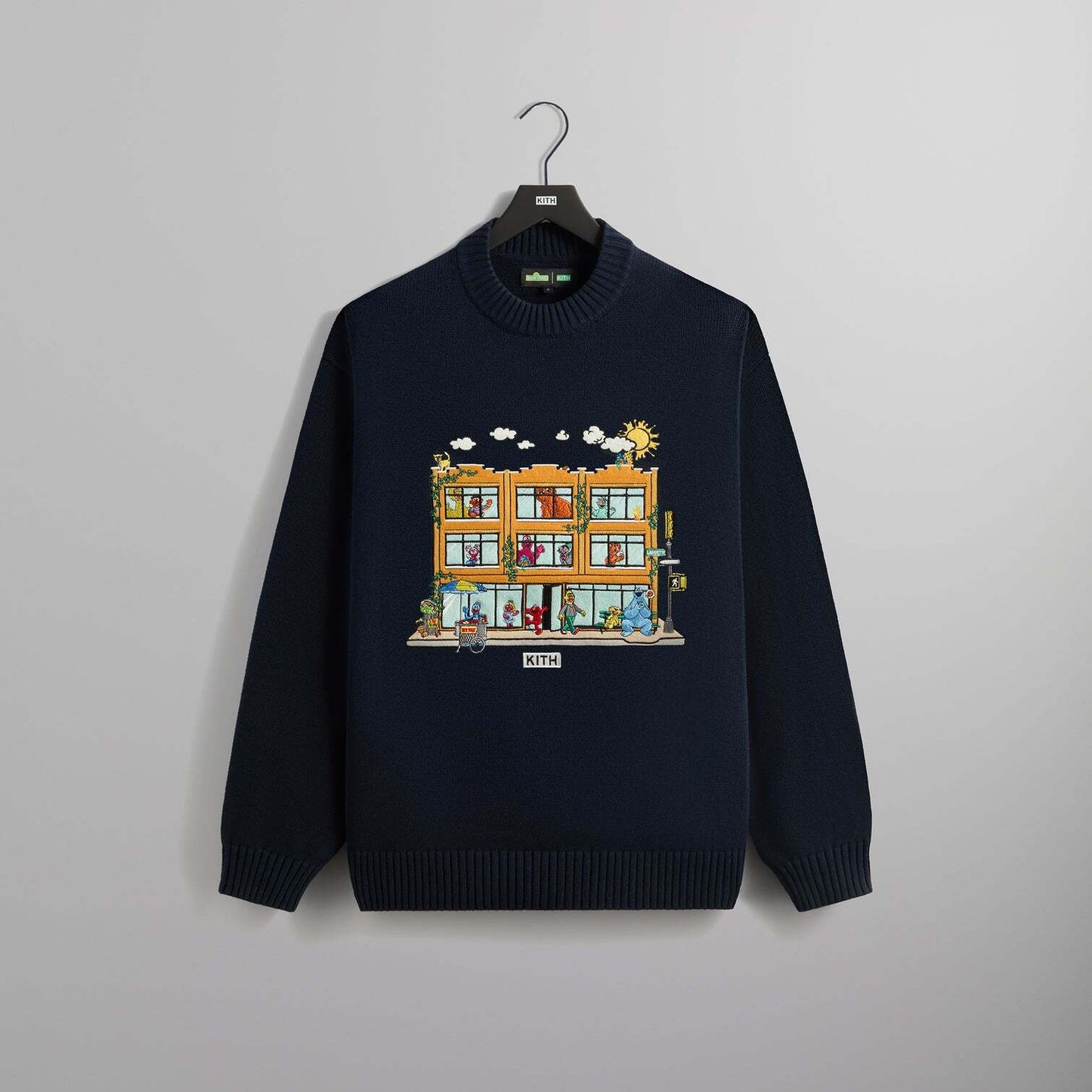 KITH x Sesame Street 123 Street Lafayette Crewneck Sweater Nocturnal Size M NEW