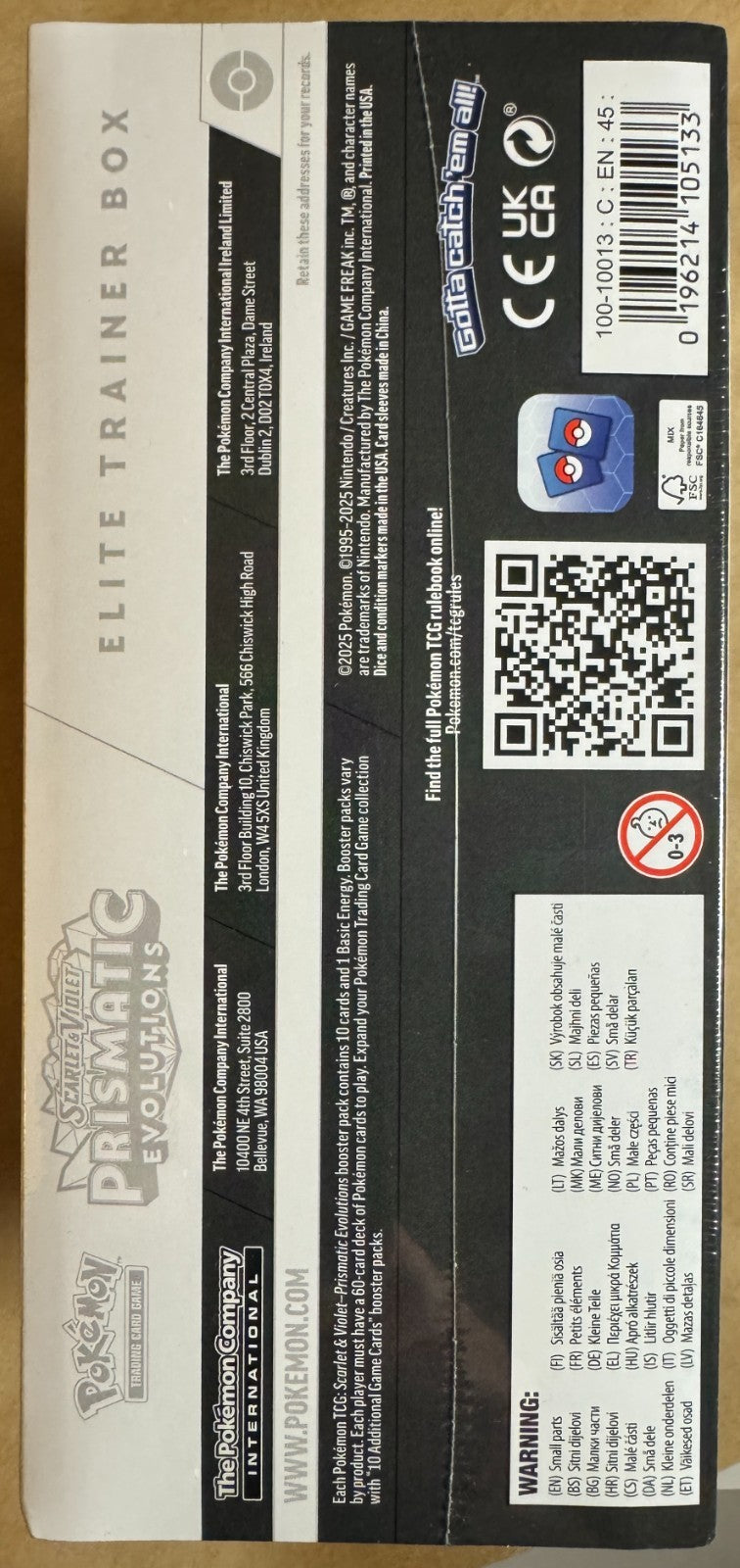 Prismatic Evolutions Elite Trainer Box ETB Pokemon TCG Brand New