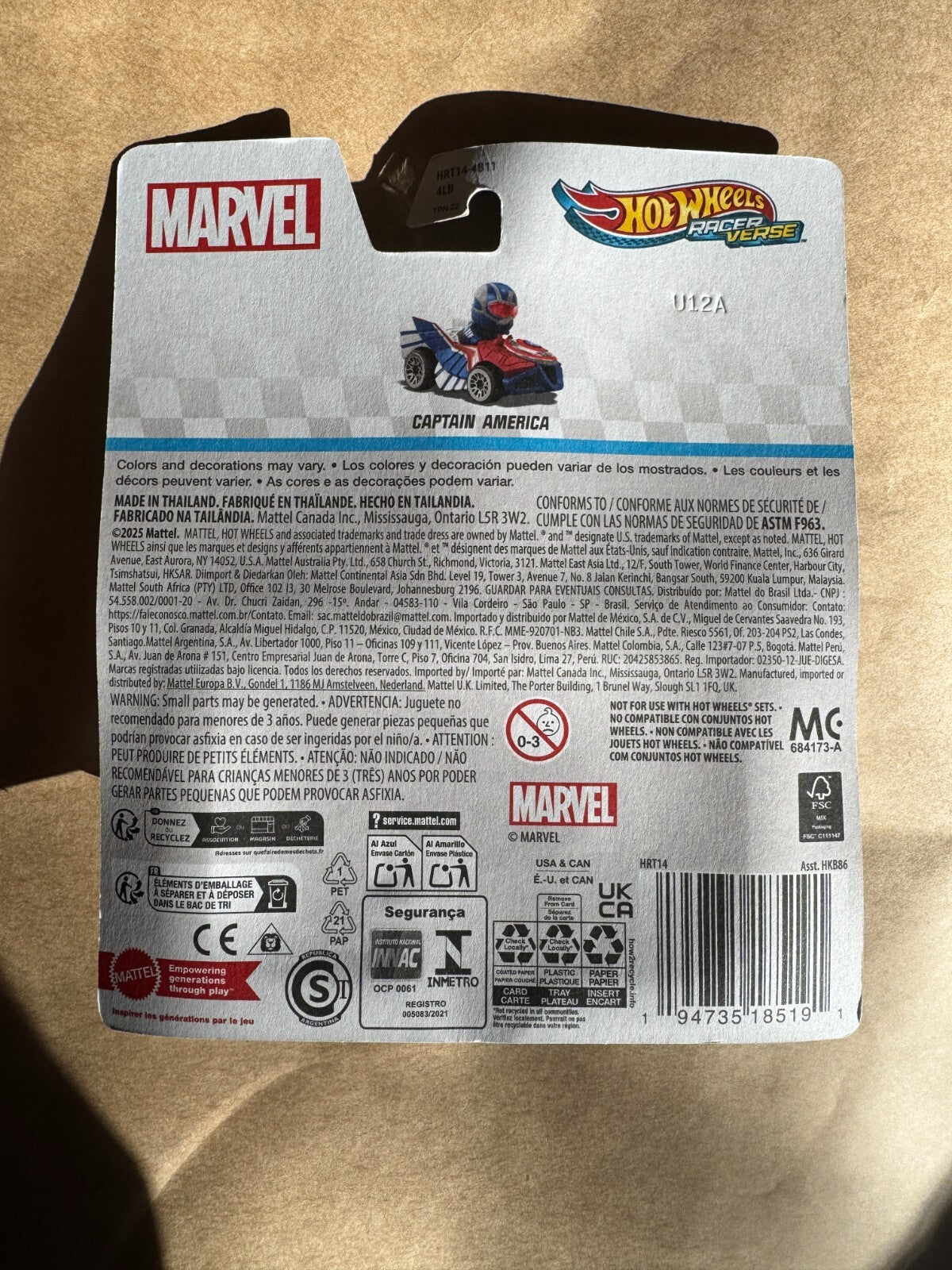 Captain America Marvel Brave New World - Racer Verse - Hot Wheels - Mattel NEW