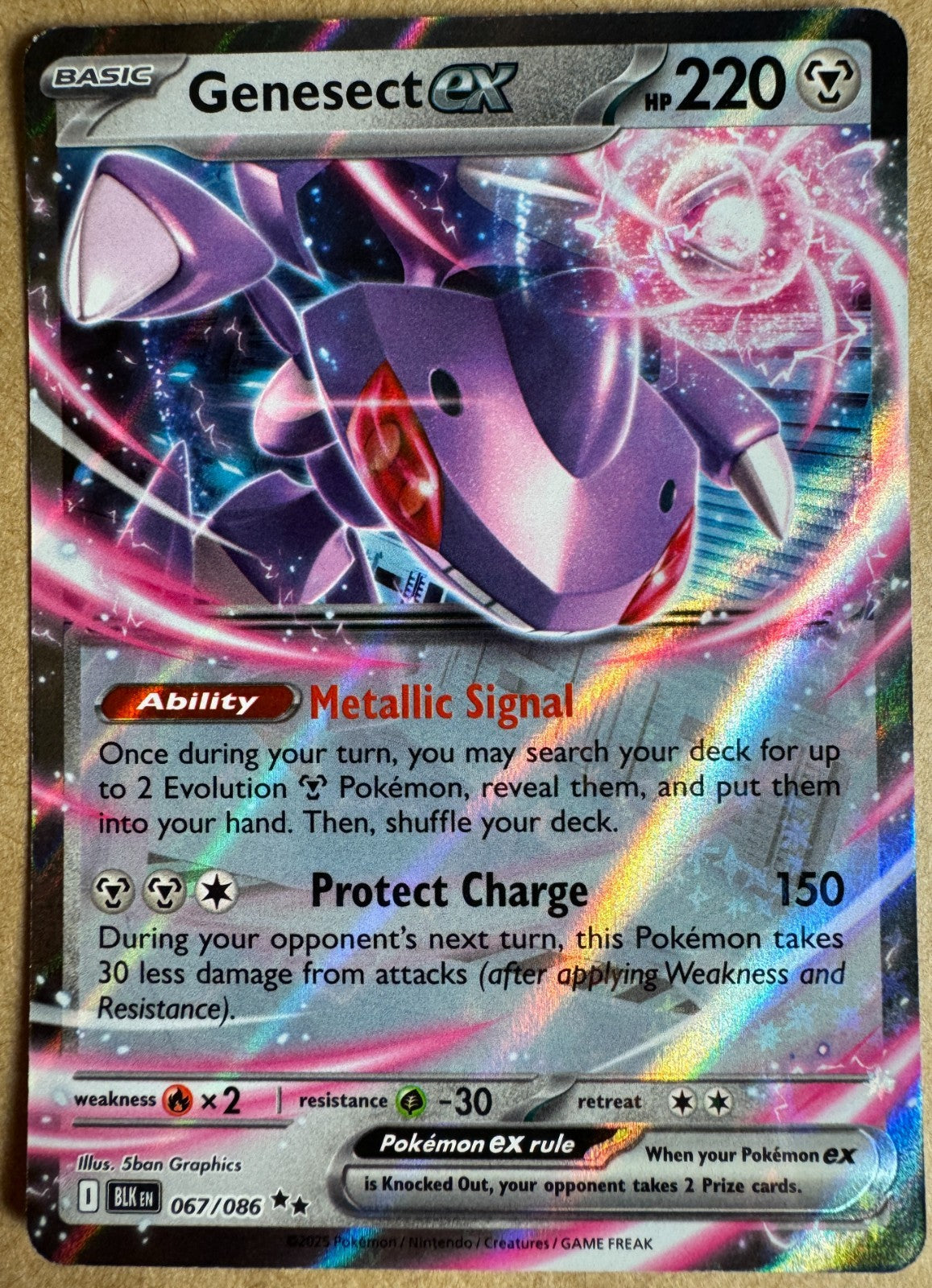 Genesect Double Rare EX 067/086 Pokemon Scarlet & Violet Black Bolt Near Mint