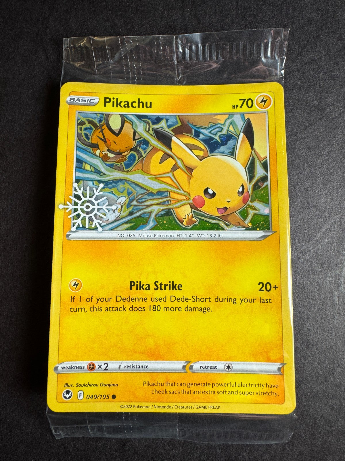 Pikachu Holo 049/195 Snowflake Promo Pokemon Silver Tempest Sealed Near Mint