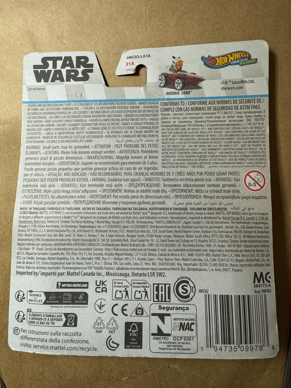 Ahsoka Tano Star Wars - Racer Verse - Hot Wheels - Mattel NEW