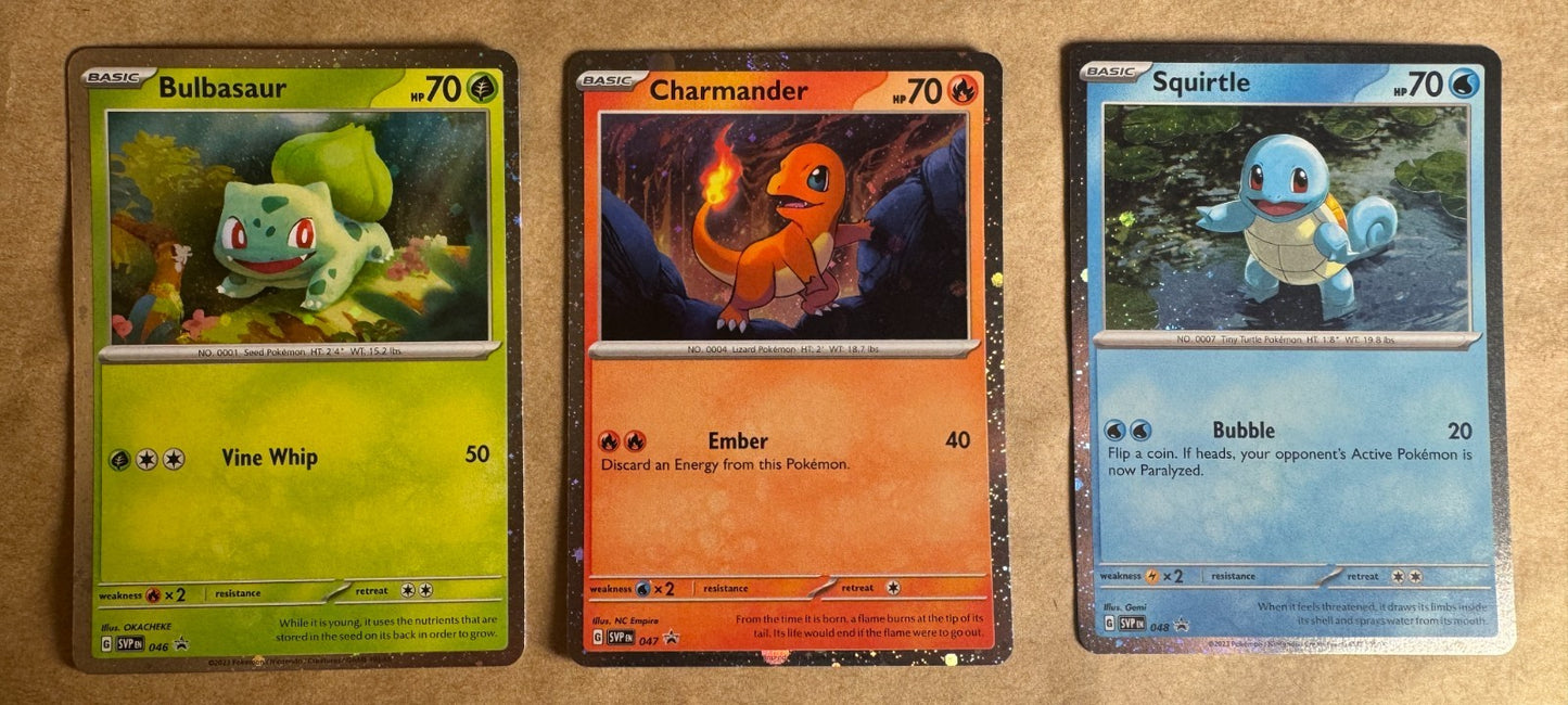 Bulbasaur 046 Charmander 047 Squirtle 048 SVP 151 Black Star Cosmos Holo Promo
