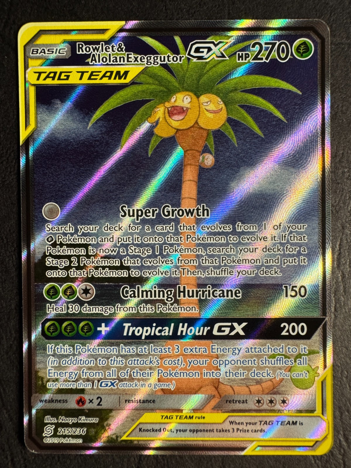 Rowlet & Alolan Exeggutor GX 215/236 Tag-Team Pokemon Sun & Moon Unified Minds