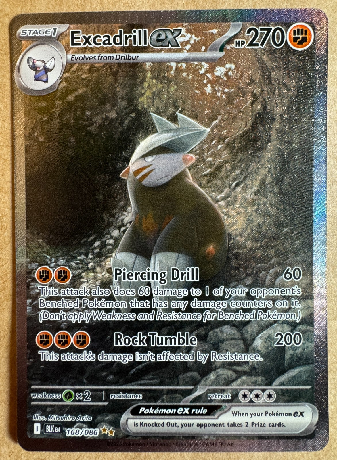 Excadrill EX Special Illustration Rare 168/086 Pokemon Black Bolt Near Mint