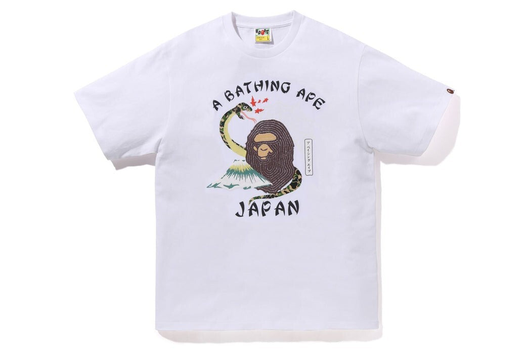 BAPE A BATHING APE - 'JAPANESE CULTURE' White T-Shirt - SIZE L - BRAND NEW