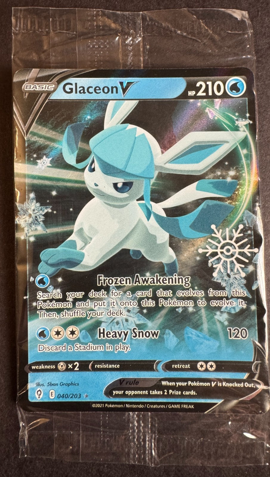 Glaceon V 040/203 Snowflake Promo Pokemon Evolving Skies Sealed Near Mint