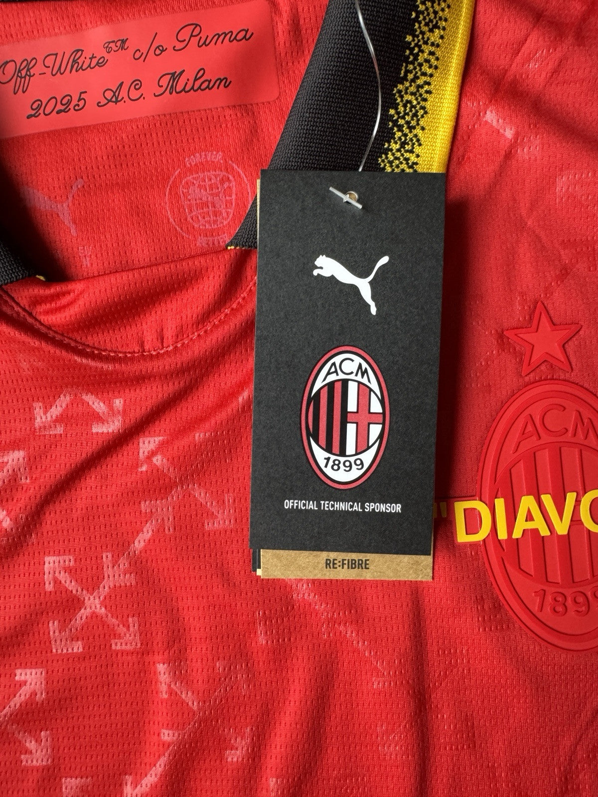 Puma x AC Milan x Off-White - Red Fourth Jersey Limited Jersey - Size M - NEW