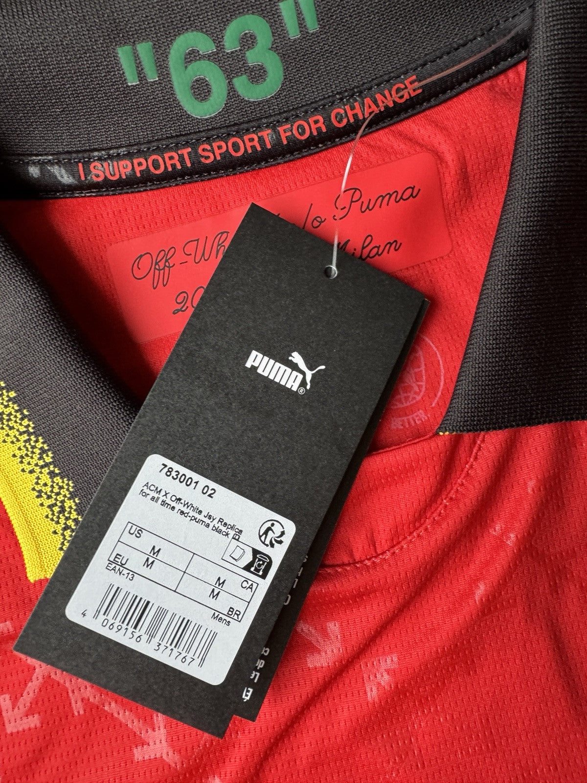 Puma x AC Milan x Off-White - Red Fourth Jersey Limited Jersey - Size M - NEW