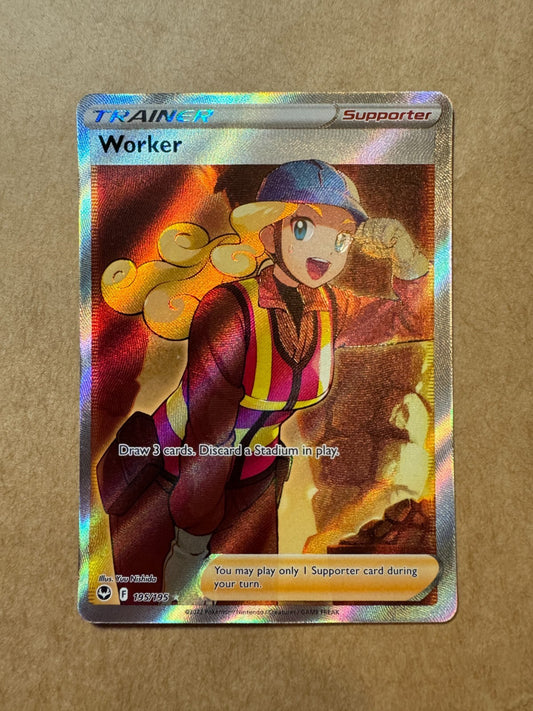 Worker Full Art 195/195 Silver Tempest SWSH Pokemon Card Near Mint