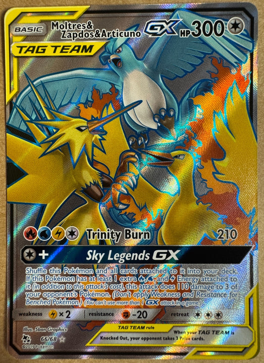 Moltres & Zapdos & Articuno Tag-Team GX 66/68 Pokemon SM Hidden Fates Near Mint