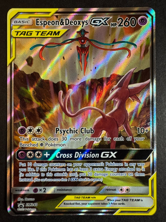 Espeon & Deoxys GX SM240 Tag-Team Promo Pokemon SM Near Mint *Regular Sized*