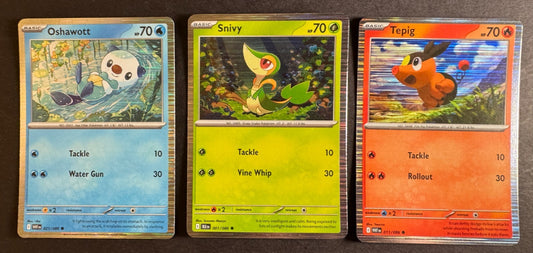 Snivy 001/086 Tepig 011/086 Oshawott 021/086 Holo Poster Promo Set of 3