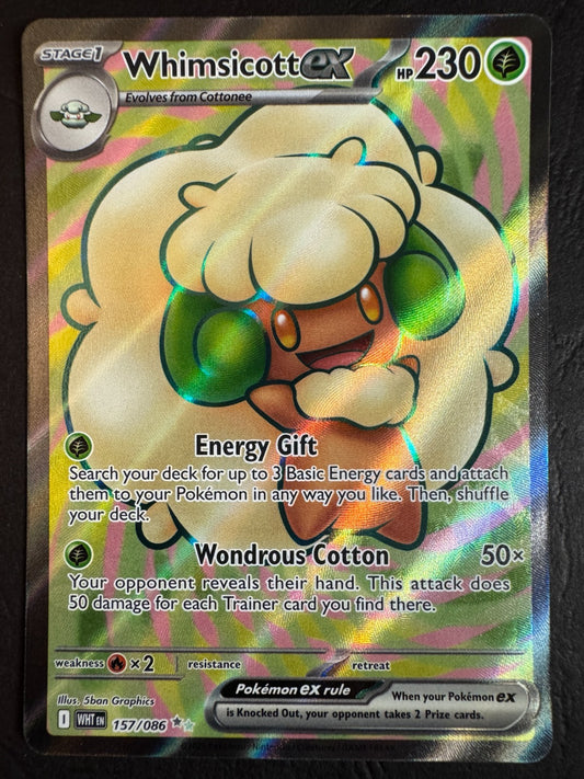Whimsicott EX Full Art Ultra Rare 157/086 Pokemon SV White Flare Near Mint