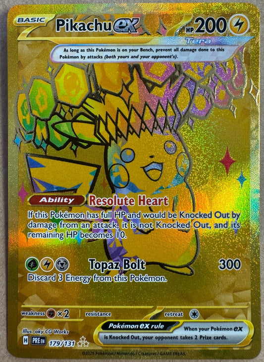 Pikachu EX Gold Hyper Rare 179/131 Pokemon SV Prismatic Evolutions Near Mint