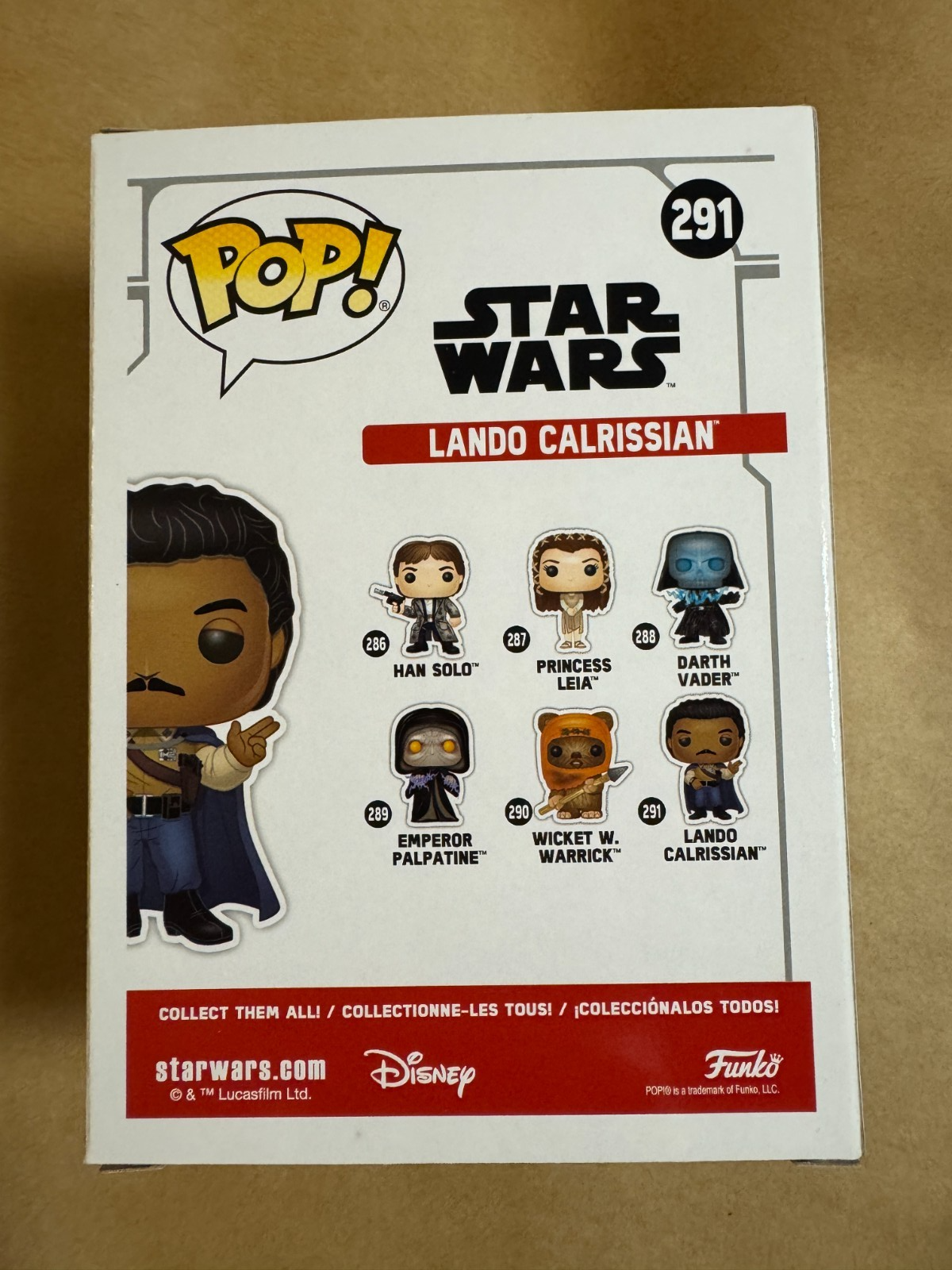Lando Calrissian Star Wars #291 Funko Pop Vinyl Near Mint Condition