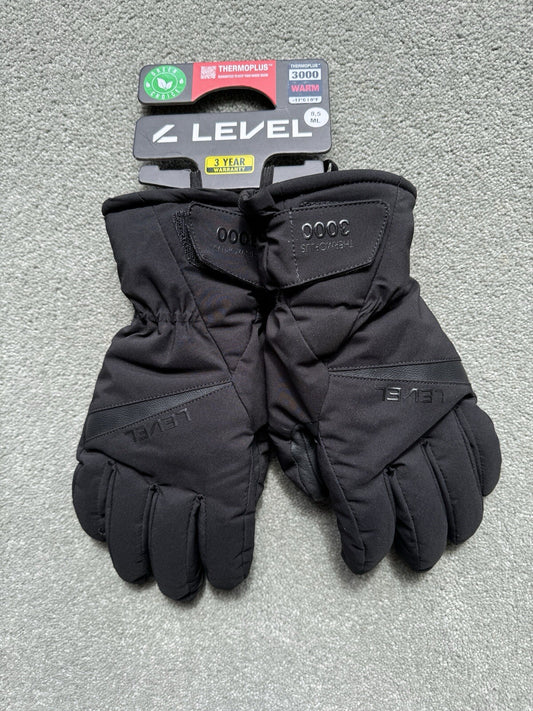 Level - Mens Alpine Ski Gloves - Leather Palm - Thermoplus 3000 - Size 8.5 - NEW