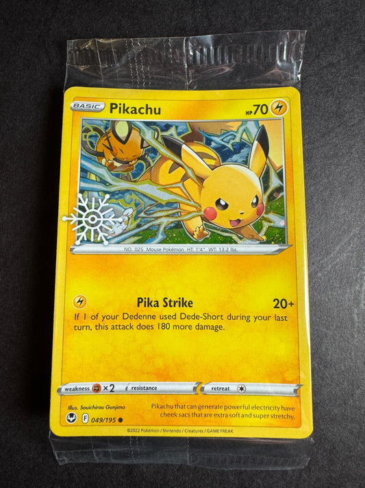 Pikachu Holo 049/195 Snowflake Promo Pokemon Silver Tempest Sealed Near Mint