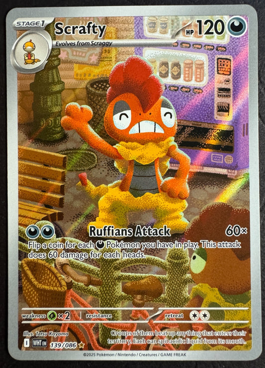 Scrafty Illustration Rare 139/086 Pokemon SV White Flare Near Mint
