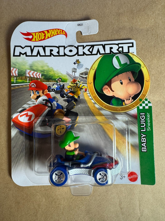 Baby Luigi Sneeker - Mario Kart - Hot Wheels - Mattel NEW
