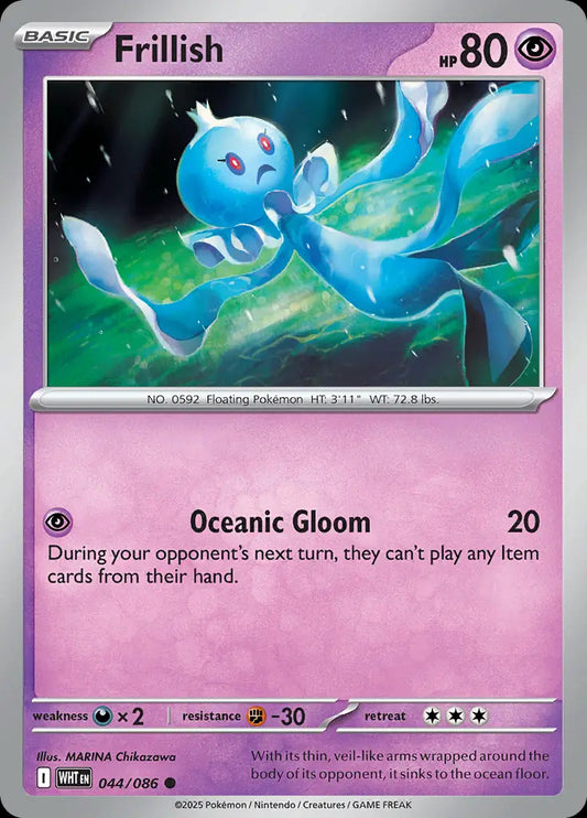 Frillish Non-Holo 044/086 Pokemon Scarlet & Violet White Flare Near Mint