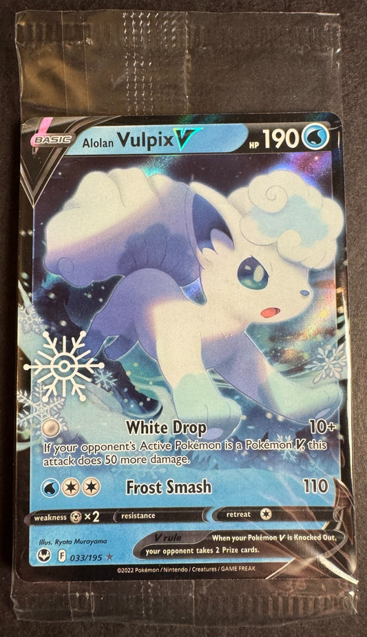Alolan Vulpix V 033/195 Snowflake Promo Pokemon Silver Tempest Sealed Near Mint