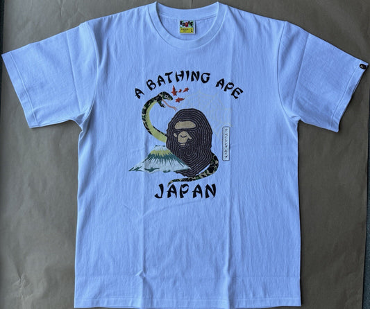 BAPE A BATHING APE -  'JAPANESE CULTURE' White T-Shirt - SIZE L - BRAND NEW