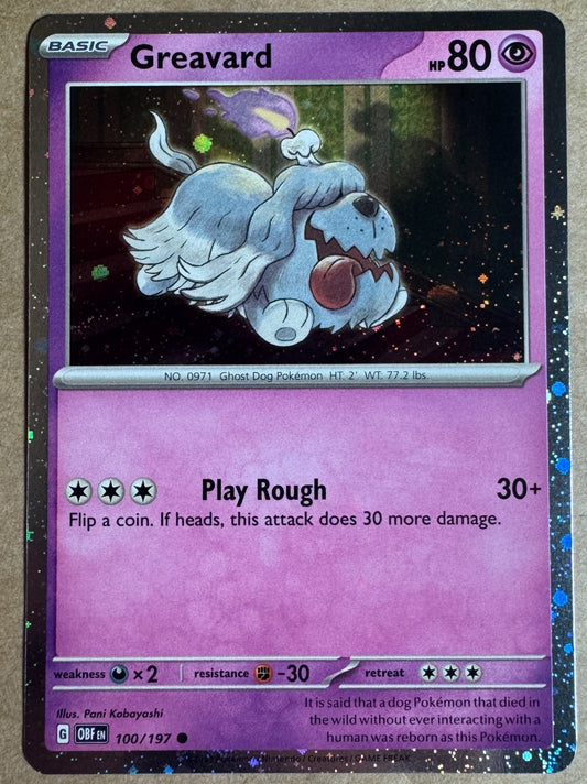 Greavard Cosmos Holo Promo 100/197 Pokemon SV Obsidian Fates Near Mint