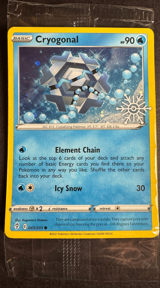 Cryogonal Holo 043/203 Snowflake Promo Pokemon Evolving Skies Sealed Near Mint