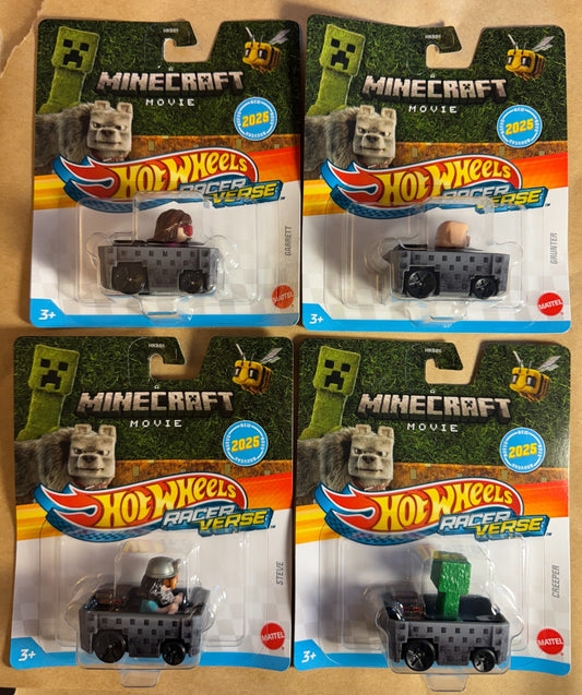 A Minecraft Movie Set of 4 - Racer Verse - Hot Wheels - Mattel NEW