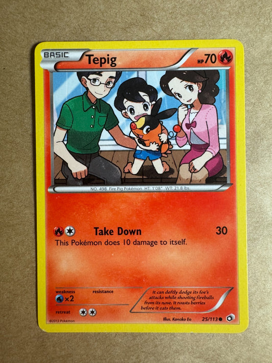 Tepig 25/113 Black & White Dark Explorers Legendary Treasures Pokemon Card