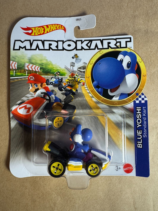 Blue Yoshi Standard Kart - Mario Kart - Hot Wheels - Mattel NEW